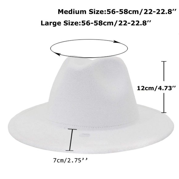 Women's White and Read Wide Brim Fedora Hat - Picture 3 of 4